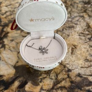 Macy's Silver Love Script Necklace
